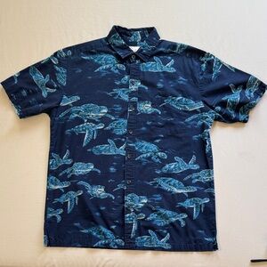 Kahala Oceanic Blue Sea Turtle Men's Casual Shirt